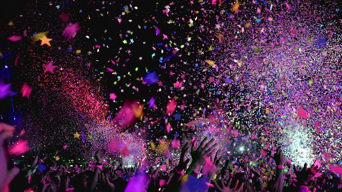 Confetti falling through the air
