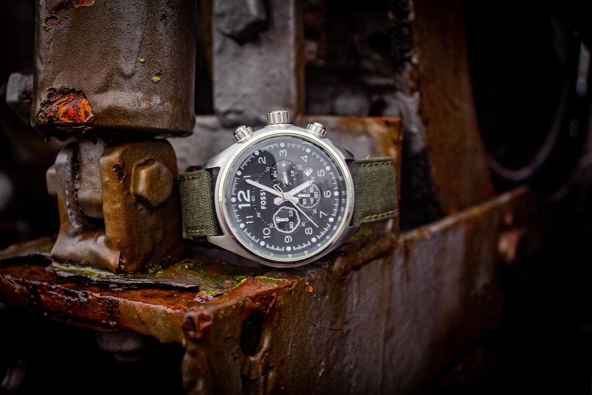 A stopwatch face in close-up