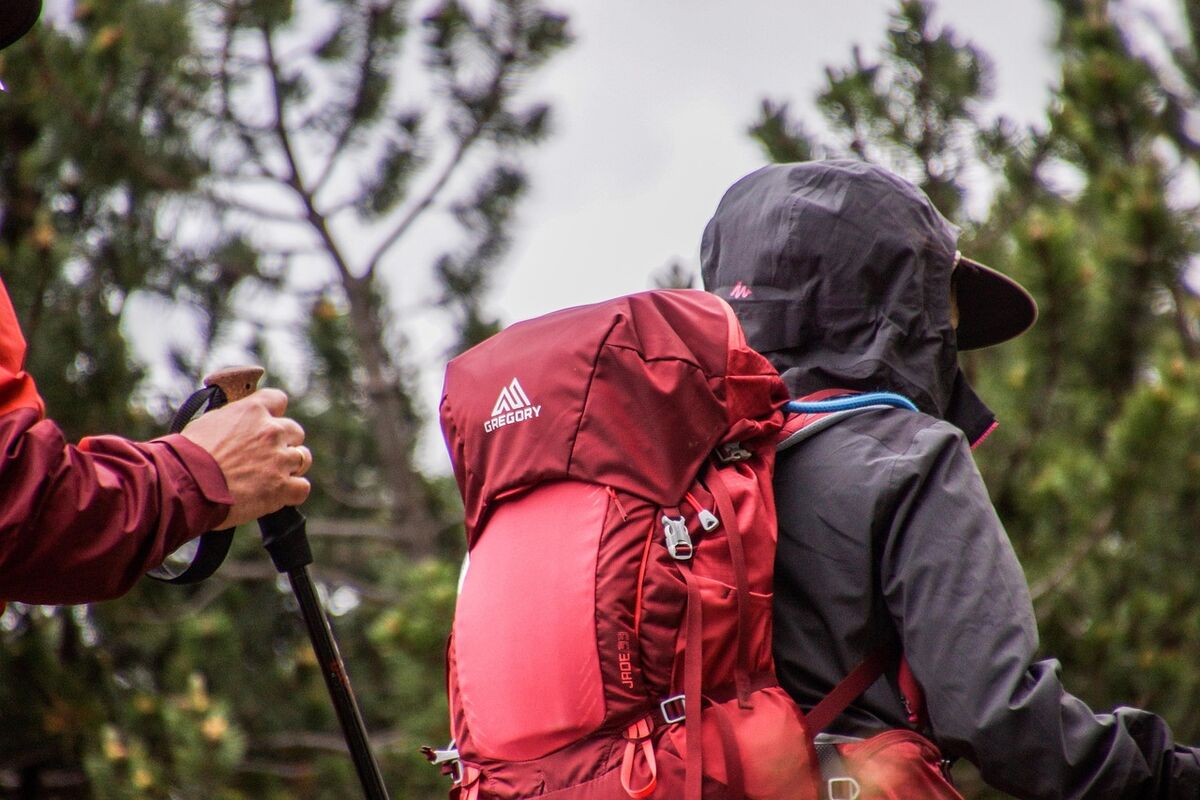 A packed hiking backpack ready for adventure