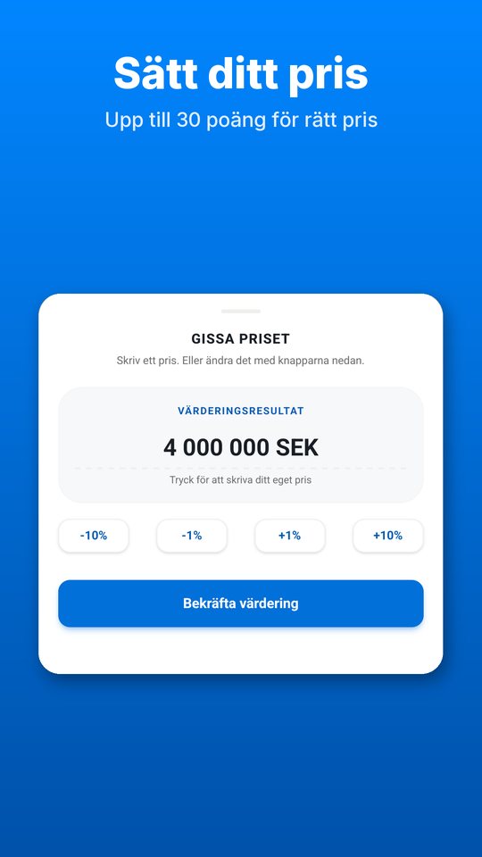 Skärmbild från PricePinner: En prisgissning